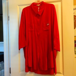 Ohio State Buckeyes NCAA Women's Plus Front Pleat Button Up Blouse Size 2X  Red